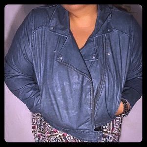 Faux Leather blue Moto jacket
